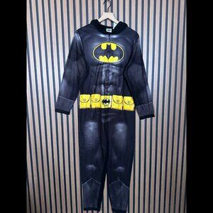 Batman Pajama Small Mens Black Hooded Jumpsuit Fleece Halloween One Piece